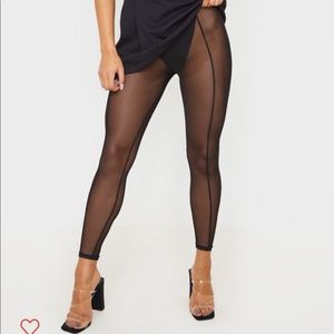 Black Mesh Seam Detail Legging